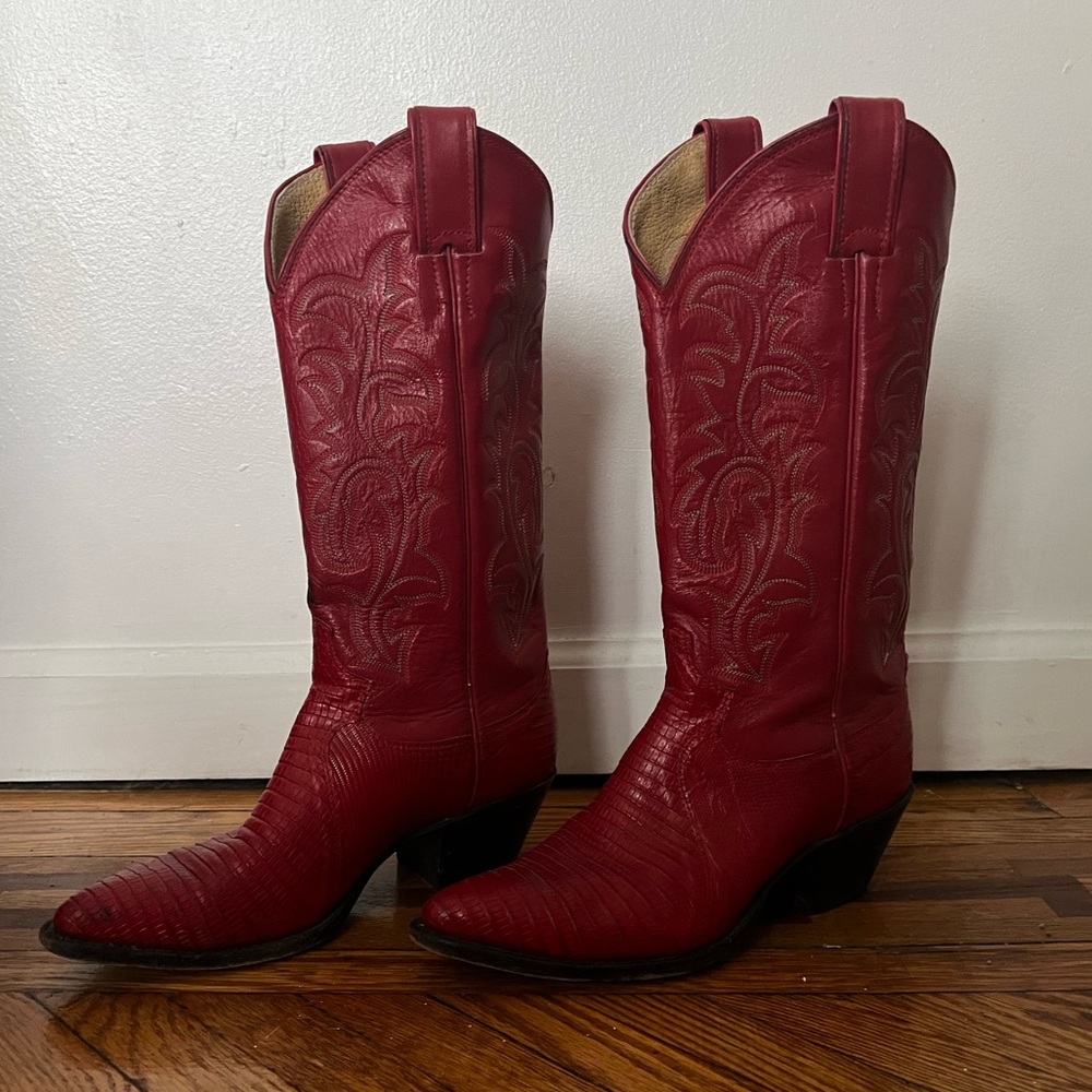 Justin Red Cowboy Boots | Size 6 | Authentic Justin boots, Footloose